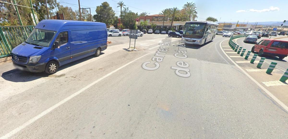 Captura de pantalla de Google Maps del punto exacto donde se produjo el accidente este miércoles en Crevillent