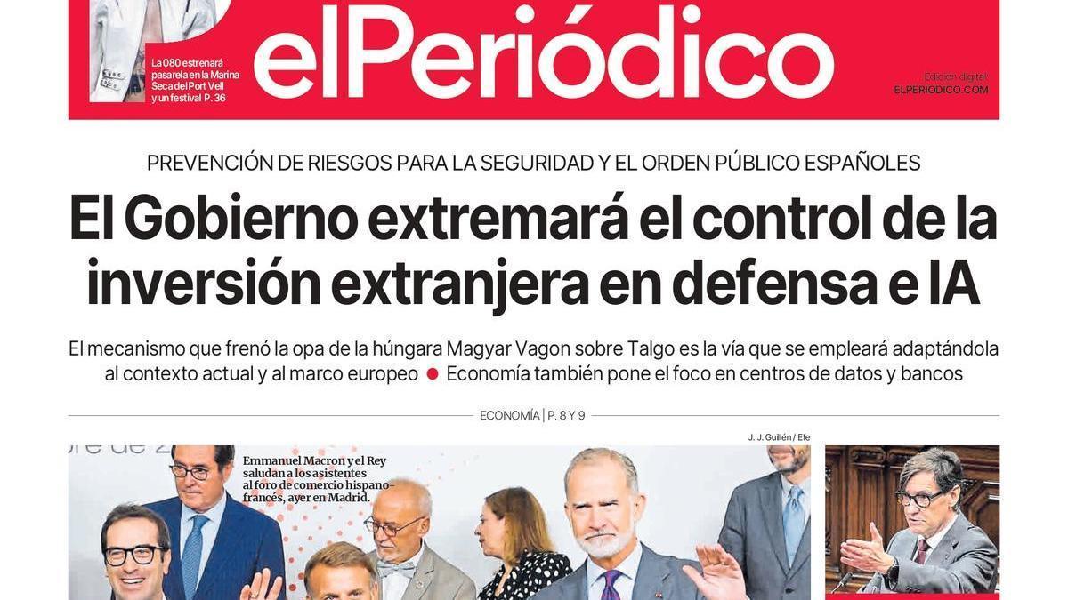 La portada de EL PERIÓDICO del 1 de octubre de 2026