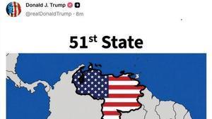 Trump publica a 'Truth Social' un mapa de Veneçuela com l'estat número  51