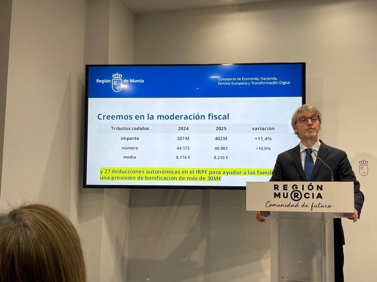 El consejero de Economía, Luis Alberto Marín, en rueda de prensa este viernes