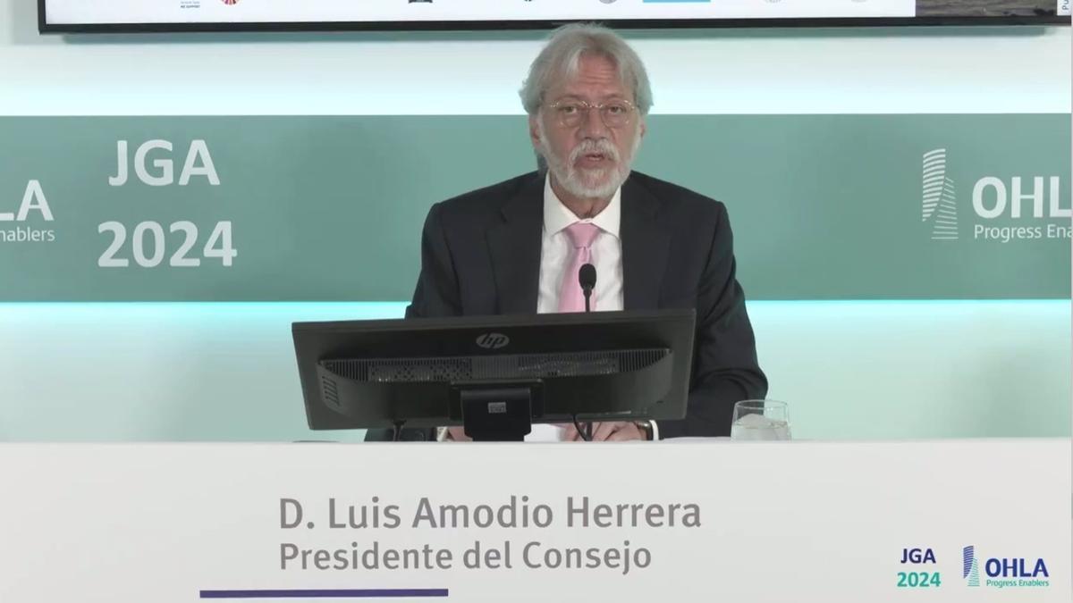 El presidente de OHLA, Luis Amodio, en la junta general de accionistas de OHLA de 2024.
