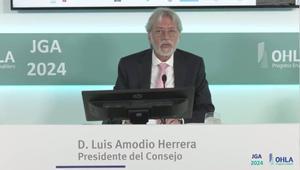 El presidente de OHLA, Luis Amodio, en la junta general de accionistas de OHLA de 2024.