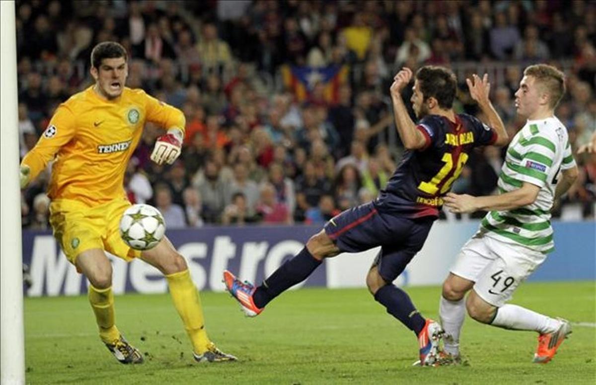 Jordi Alba marca el segundo gol del Barça, en el partido del martes contra el Celtic de Glasgow. Jordi Alba marca el segundo gol del Barça, en el partido del martes contra el Celtic de Glasgow.