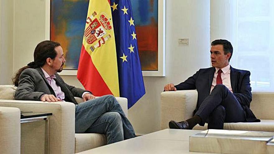 Pablo Iglesias i Pedro Sánchez, ahir a la Moncloa