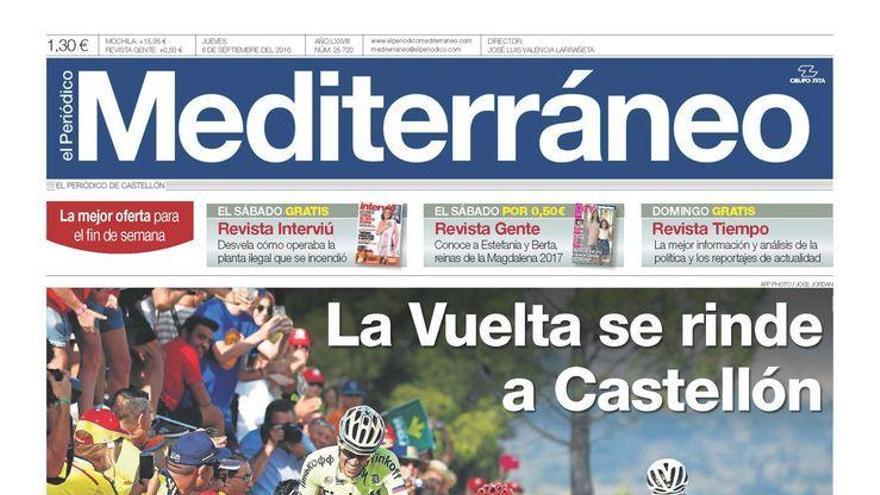 La Vuelta se rinde a Castellón, en la portada de Mediterráneo