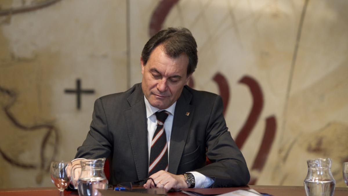 Artur Mas, durante la reunión del Govern, el martes.