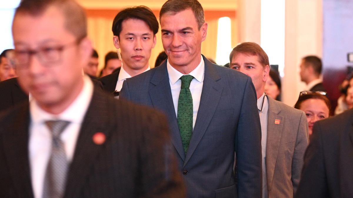 El presidente del Gobierno de España, Pedro Sánchez, a su llegada al Encuentro Empresarial España-China, a 10 de septiembre de 2024, en Shanghái (China).