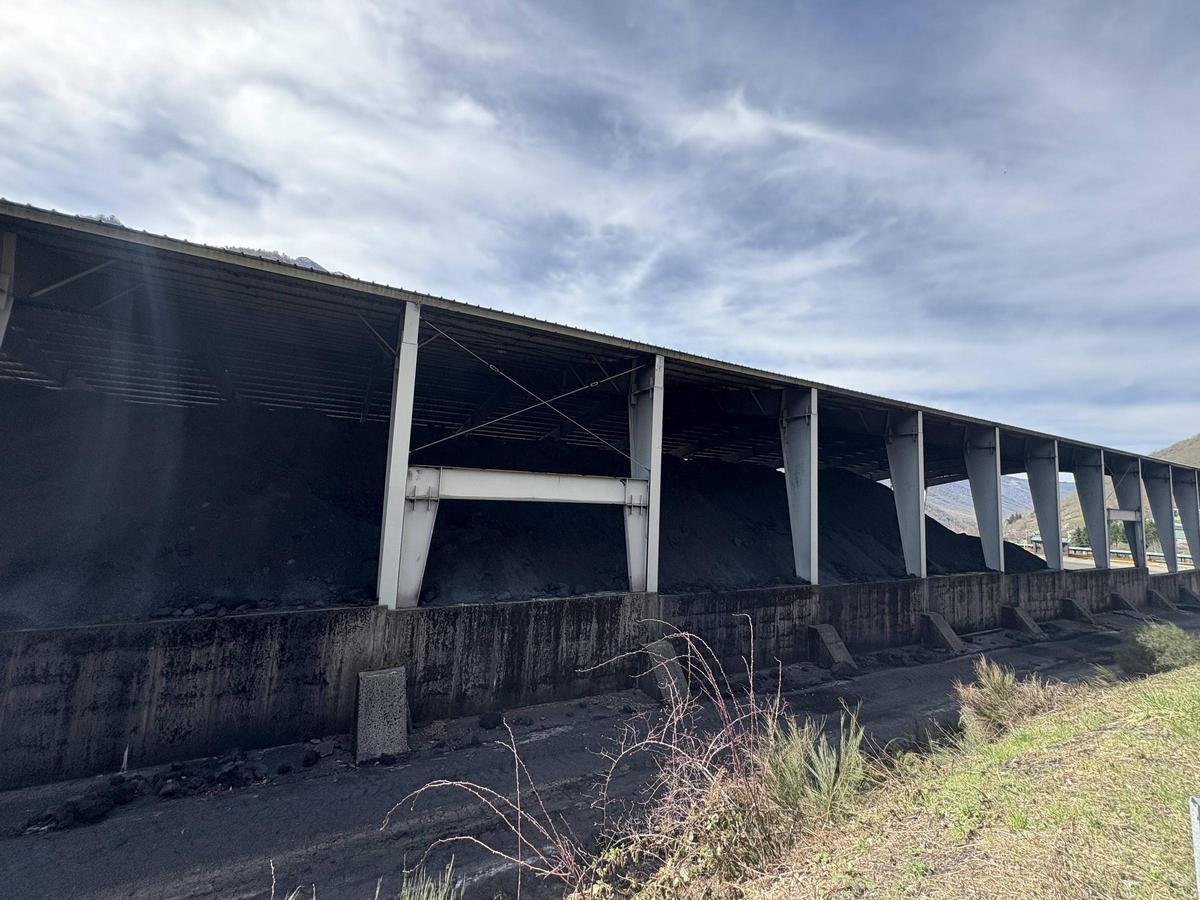 Zona de acopio de carbón en la mina de Cerredo, en las fechas del accidente mortal de marzo de 2025.