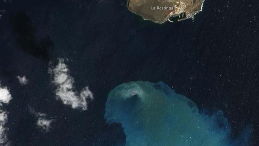 Imagen de satélite tomada de la erupción del volcán de La Restinga en El Hierro