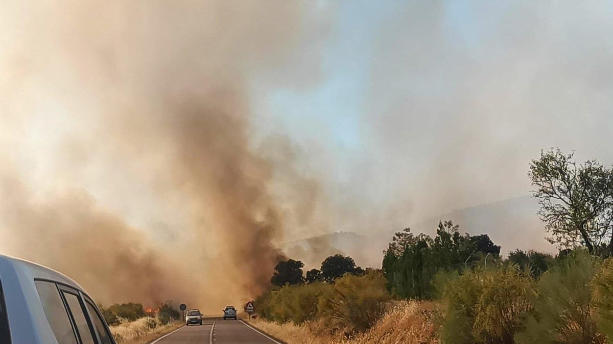 Imagen del incendio forestal de Valle de la Serena.