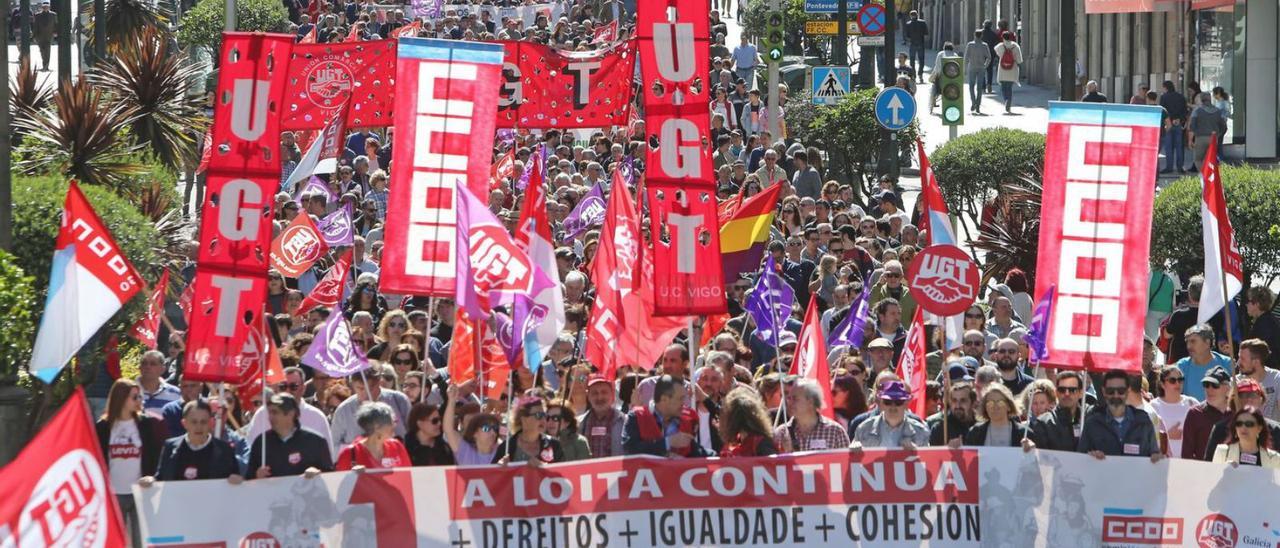 Manifestación del Primero de Mayo de 2019 en Vigo. / M.G.B.
