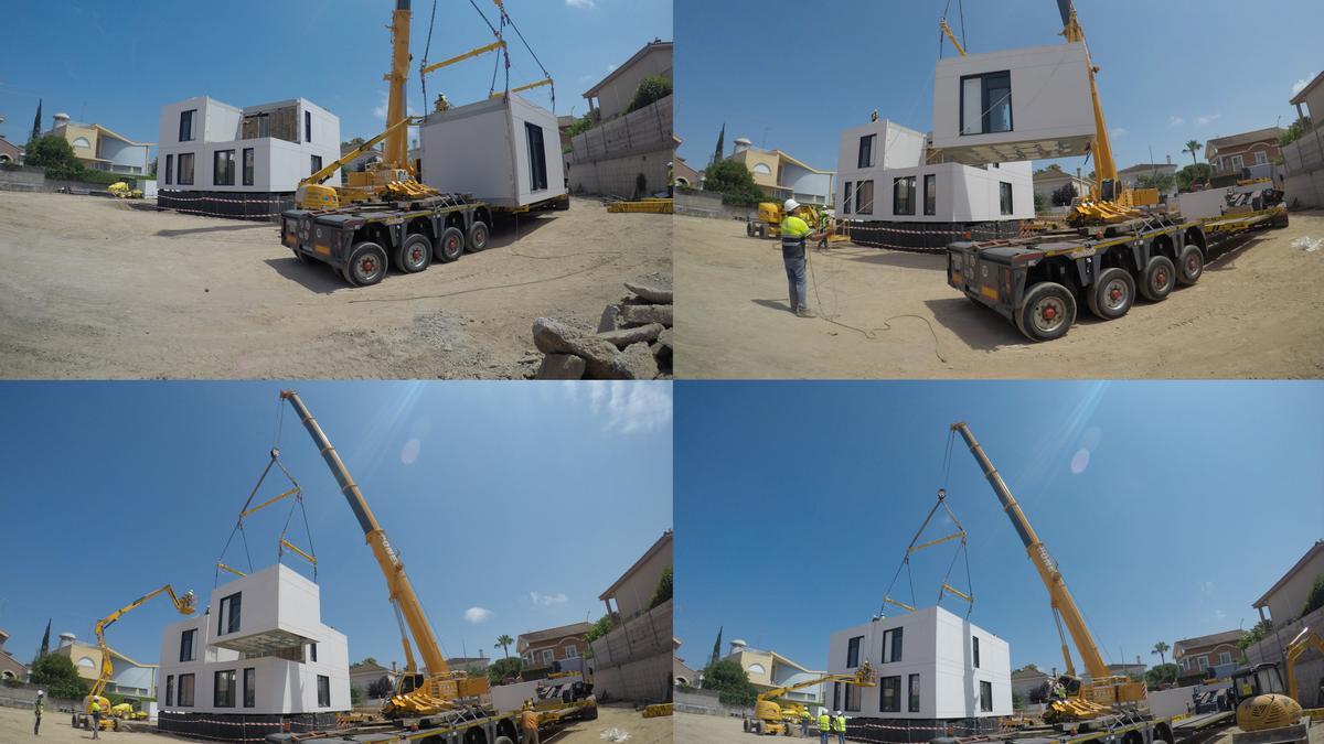 Secuencia de fotos de las viviendas industrializadas de la constructora Aedas