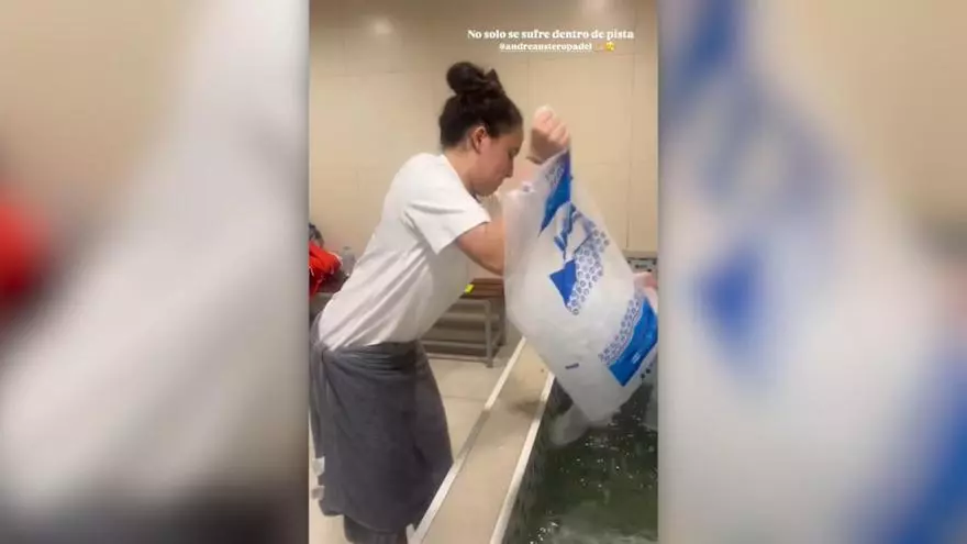 El v赤deo viral de Andrea Ustero preparando su ba?o 芍rctico