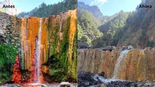 La Cascada de Colores de La Palma, en peligro: de diez metros de altura a menos de dos por la acumulación de piedras