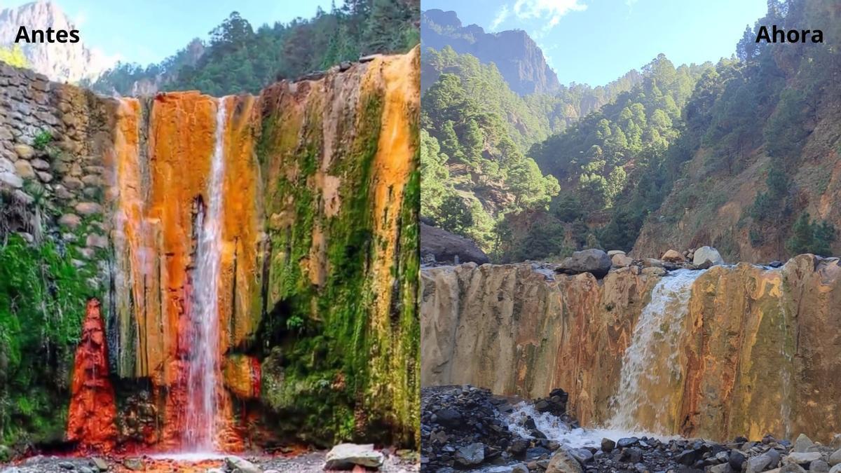 Así está la Cascada de Colores de La Palma