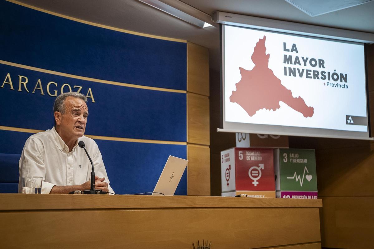 El presidente de la DPZ, Juan Antonio Sánchez Quero, en la presentación del Plan +Provincia.
