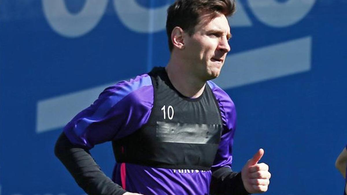 Messi, en el entrenamiento del jueves
