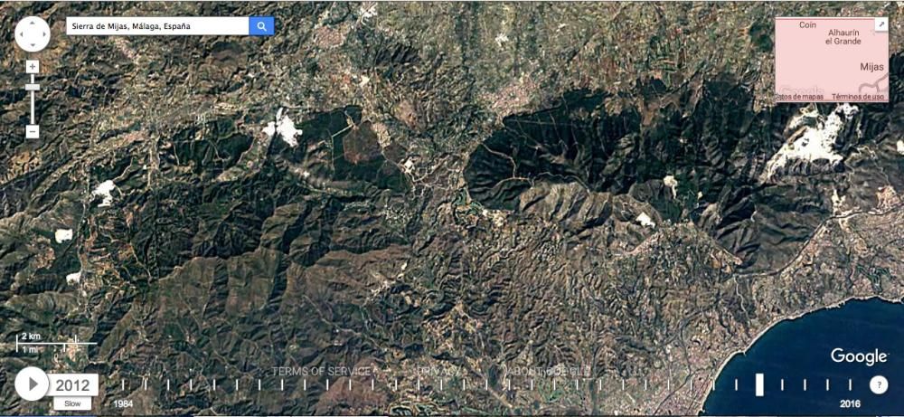 Así ha cambiado la provincia de Málaga desde 1984 a 2016.