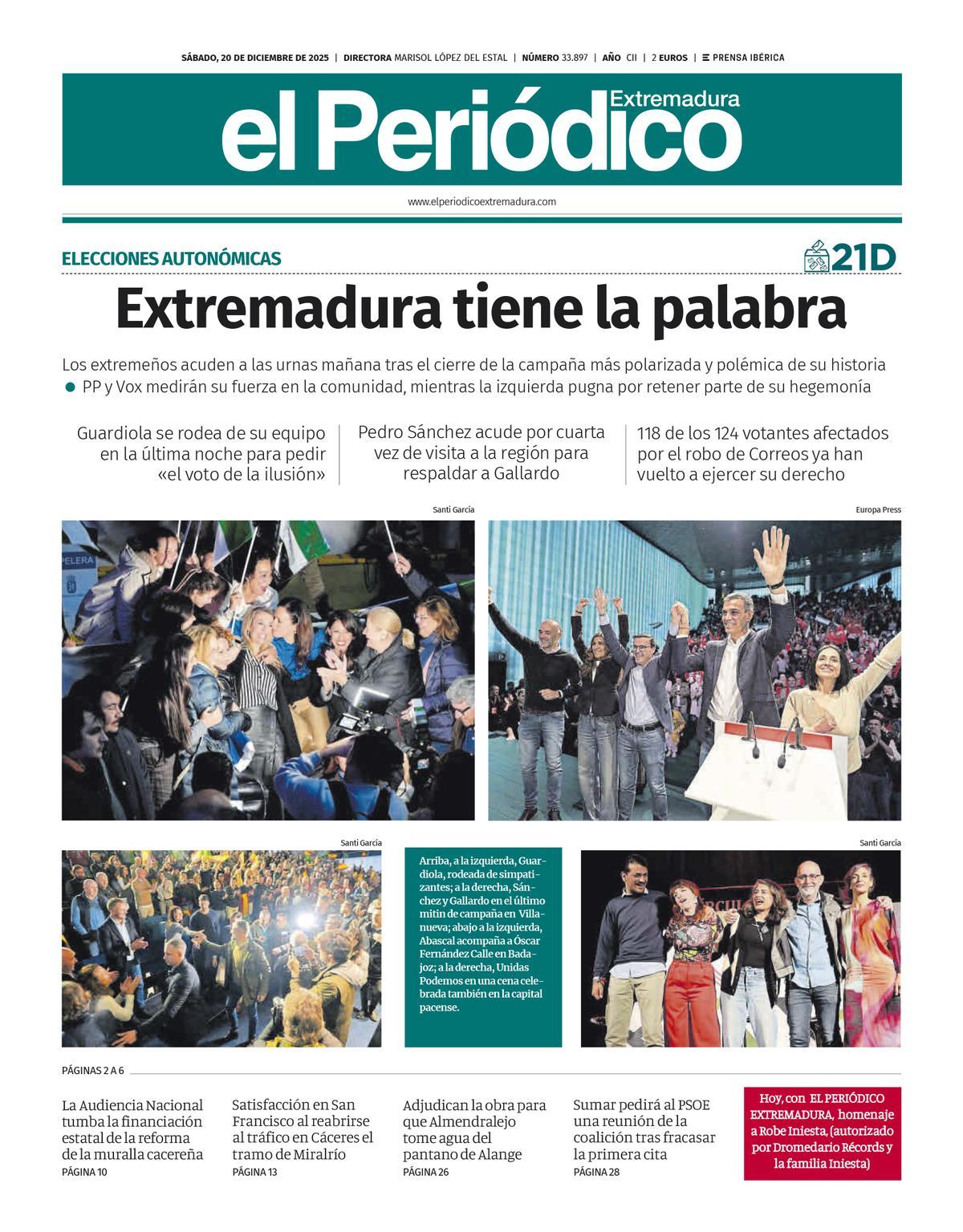 Consulta la portada correspondiente al día 20 de diciembre de 2025