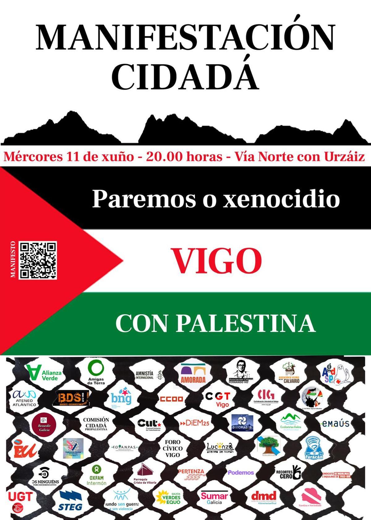 Cartel con la convocatoria de la manifestación