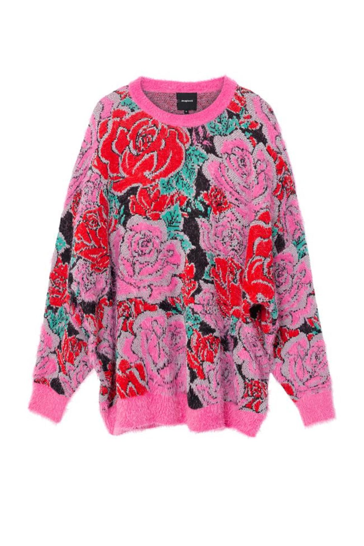 Jersey de tricot floral 'oversize'