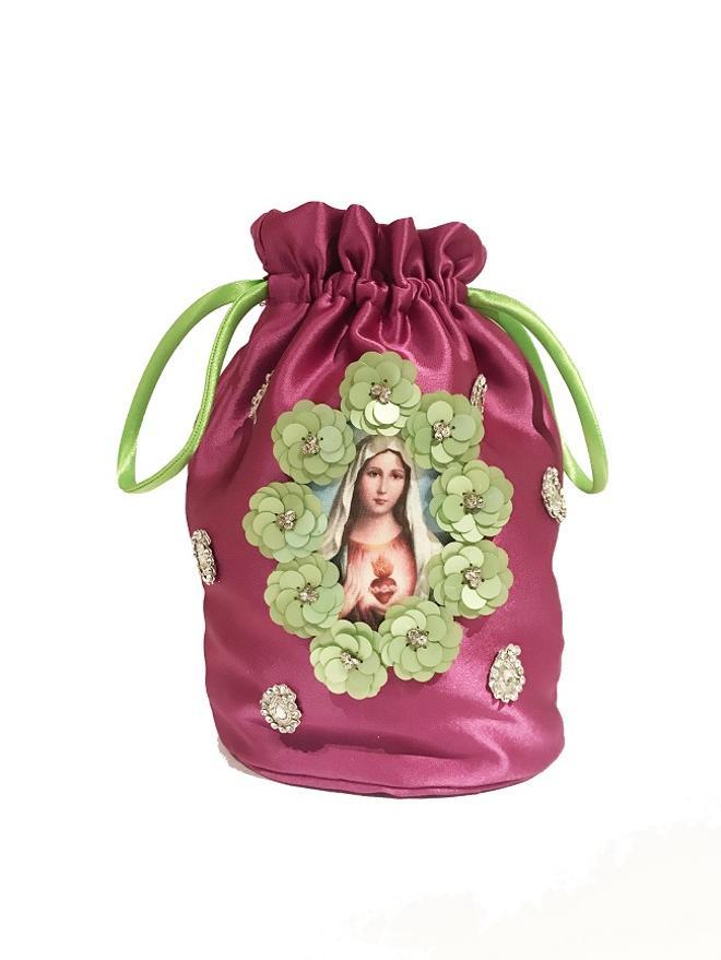 Bolso estilo saca con estampa de la virgen