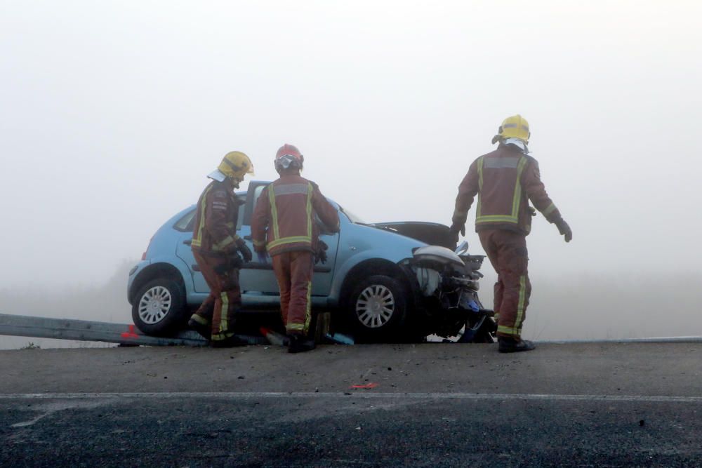 Accident de trànsit a la N-II a Vidreres