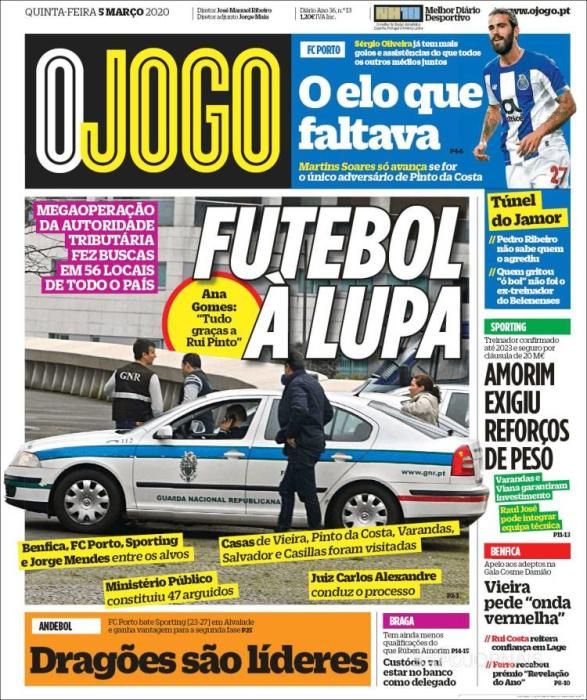 Portada O JOGO jueves 5 maro 2020