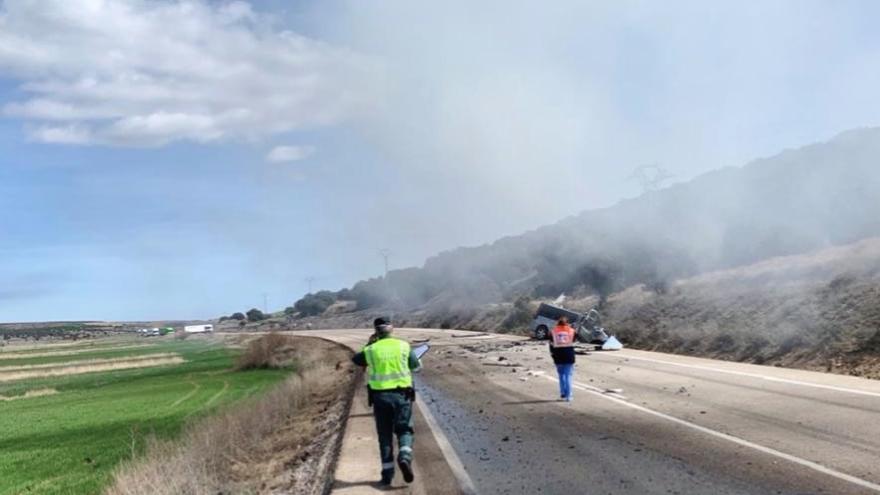 Estado de la furgoneta tras el accidente.