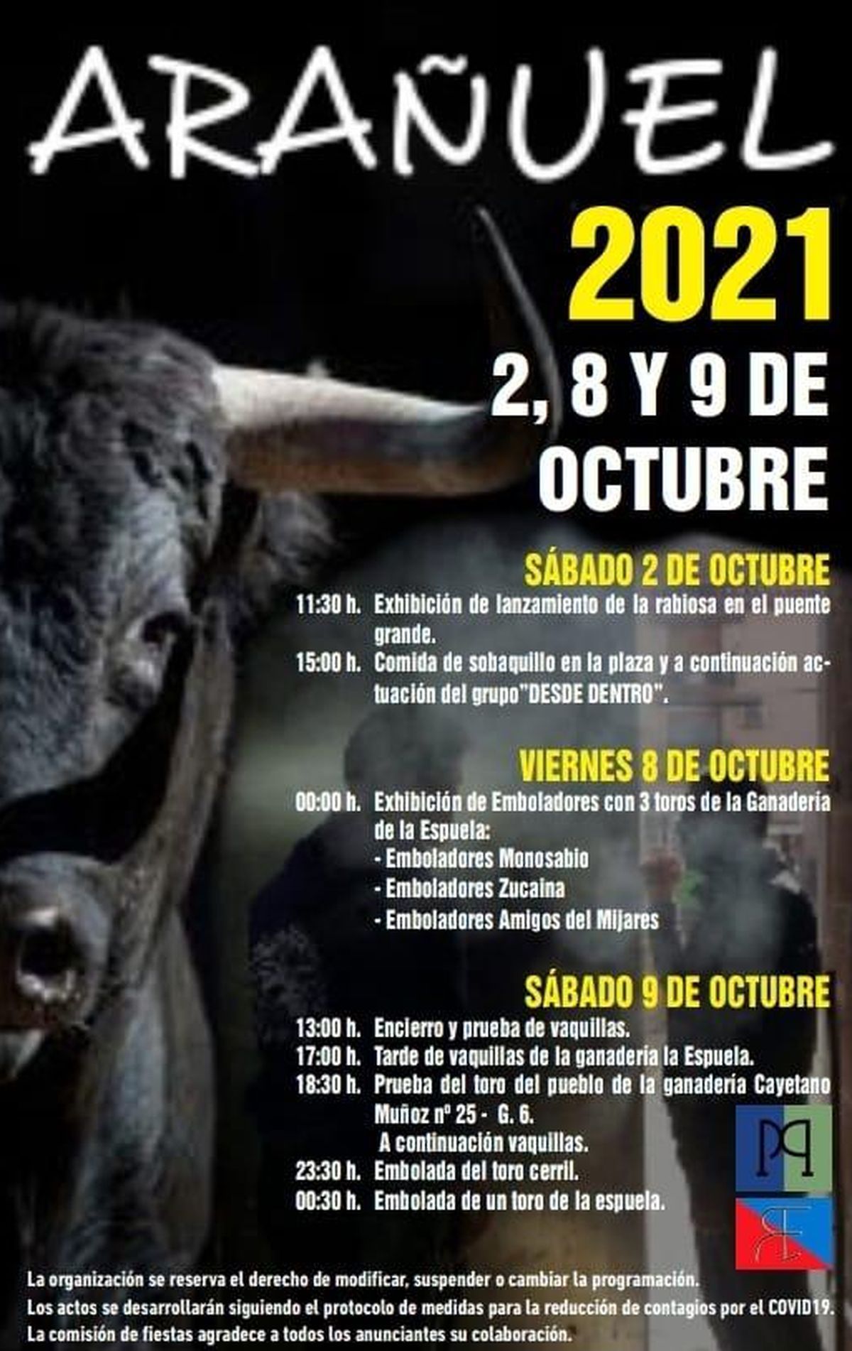 Cartel de los festejos taurinos en Arañuel.