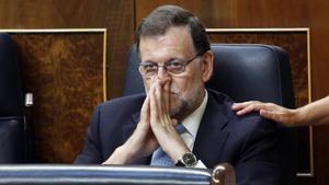 Mariano Rajoy, en su escaño del Congreso.