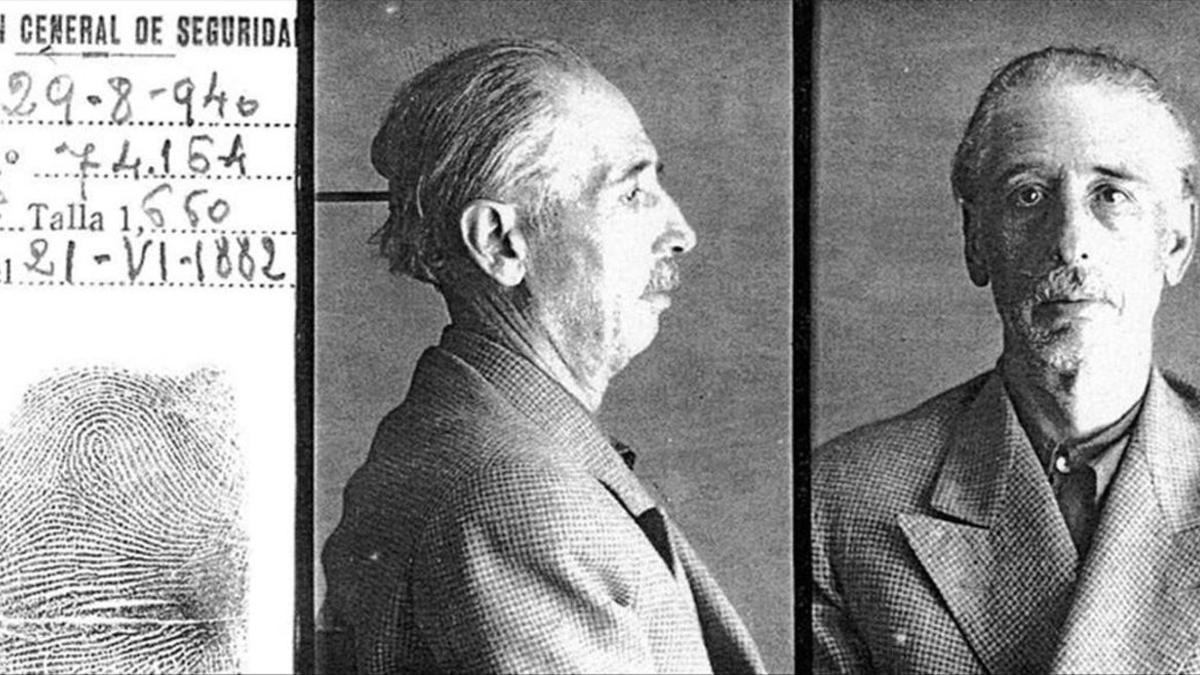 Ficha policial del 'president' Lluis Companys