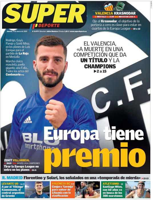 Portada SUPERDEPORTE jueves 7 de marzo de 2019.