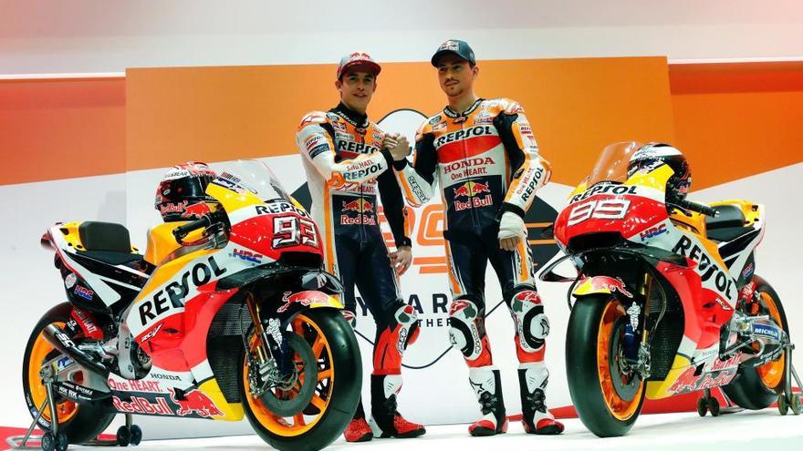 Marc MÃ¡rquez y Jorge Lorenzo, en la presentaciÃ³n de Honda.