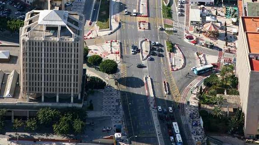 Vista aérea del tramo de la avenida de Andalucía en obras.