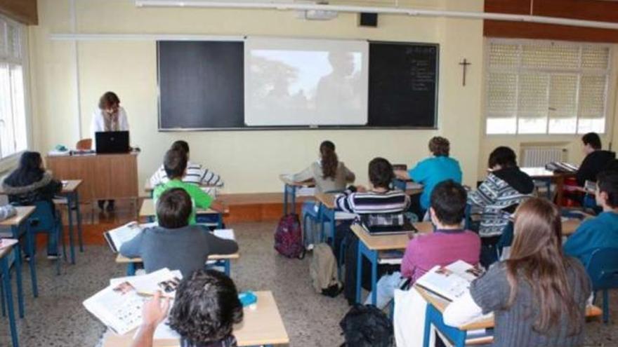 Alumnos de un colegio gallego, durante una clase.