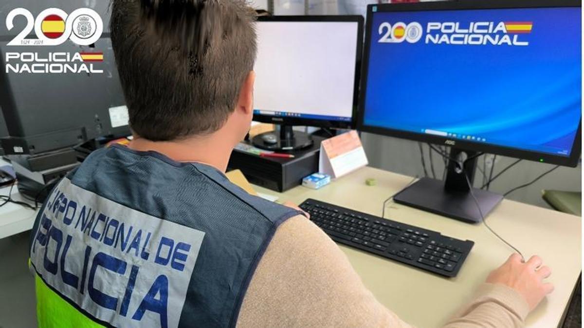 Un agente del Grupo de Delincuencia Económica de la Policía Nacional ante el ordenador.