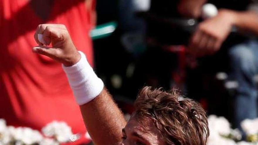 Wawrinka celebra su victoria ante Murray.