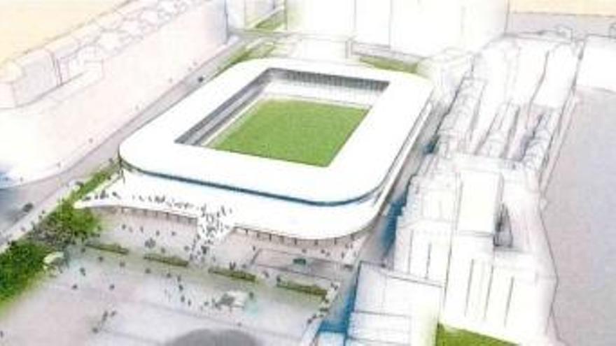 Un campo cerrado, blanco y con bajos comerciales: así es el nuevo estadio que planea Baeza para el Real Avilés