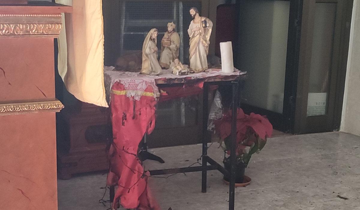 Belén desde el que se sospecha se inició el fuego en la iglesia de Cartaojal.