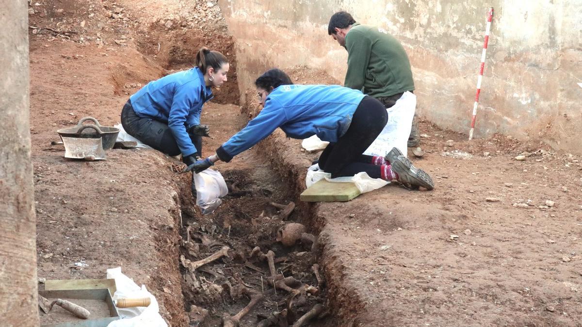 Un grupo de integrantes del equipo técnico que desarrolla los trabajos de excavaciones en Son Coletes.