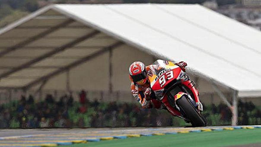 Marc Márquez, durant un moment de la qualificació d&#039;ahir al circuit de Le Mans.