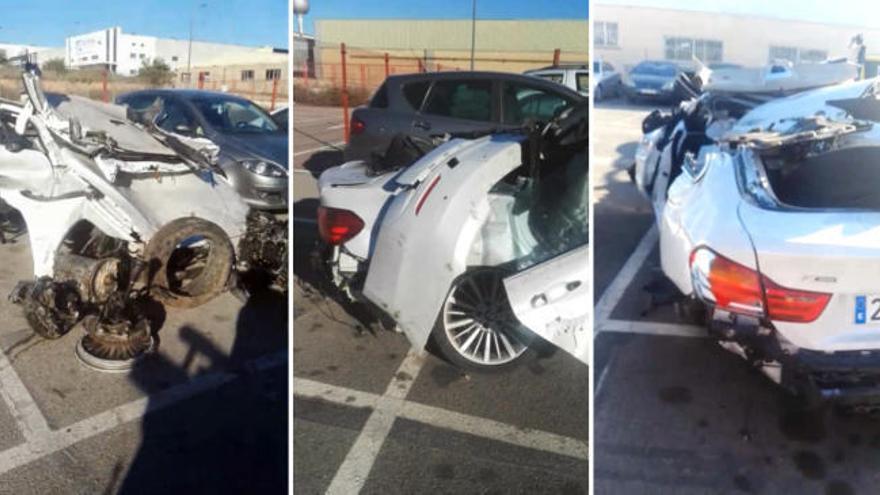 Accidente en la Gran Vía de València: Así quedó el BMW tras el impacto
