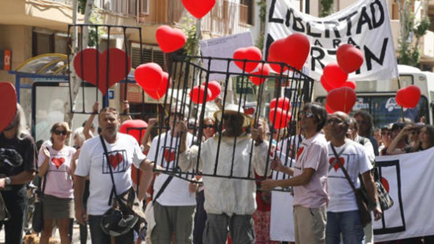 Manifestación para pedir la libertad del apicultor, el viernes pasado.