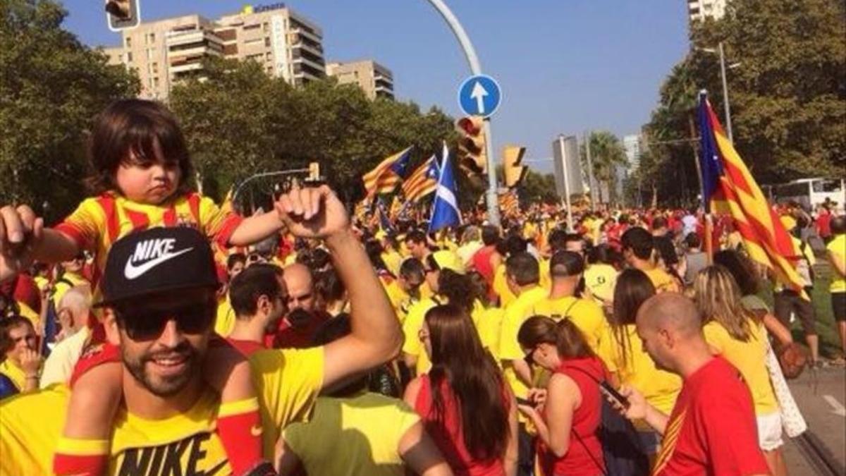 Piqué, en una manifestación de la Diada