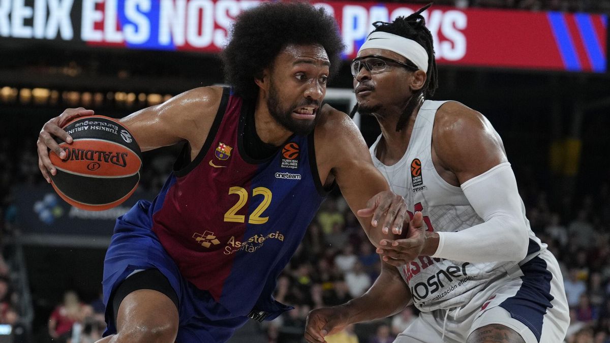 El alero estadounidense del Barcelona Jabari Parker, en un partido con el Barça.