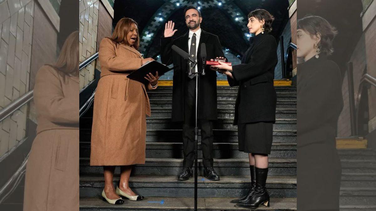 Mamdani, en el centro, y su mujer, Rama Duwaji, a la derecha, con las botas de Villasenín