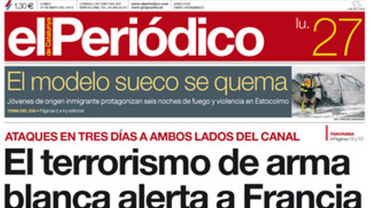 La portada de EL PERIÓDICO (27-5-2013).