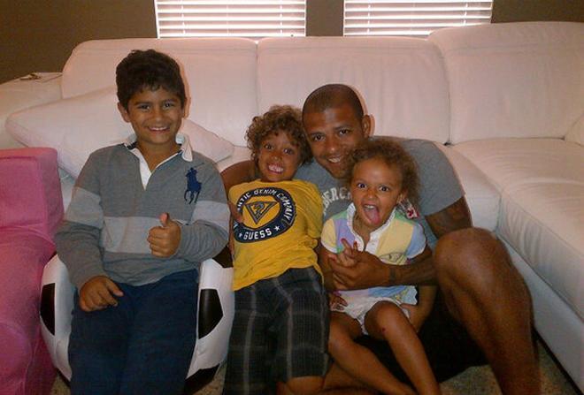 Felipe Melo, con su familia