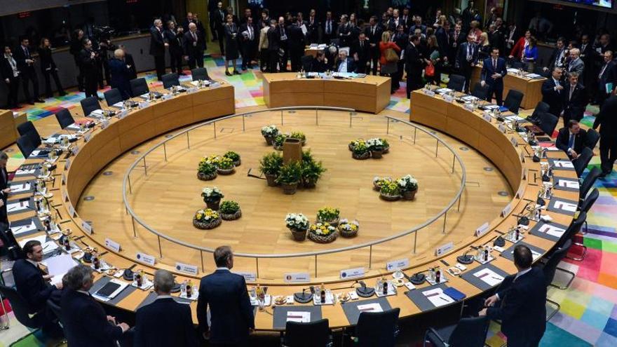 La mesa redonda del Consejo Europeo, este jueves en Bruselas.